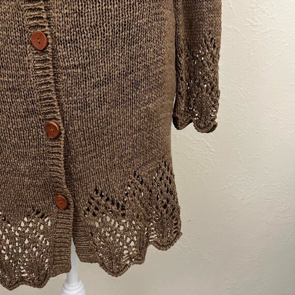 y2k brown girly boho granola long line cardigan sweater - Picture 5 of 8